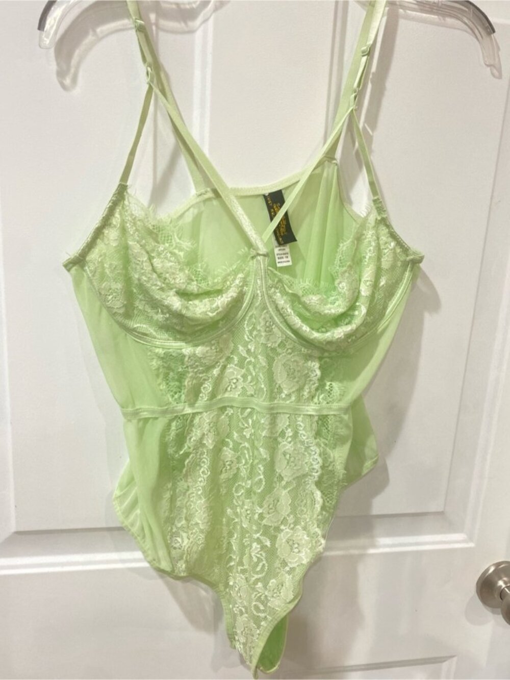Sheer Lace Bodysuit - Light Green Women's Intimate XL